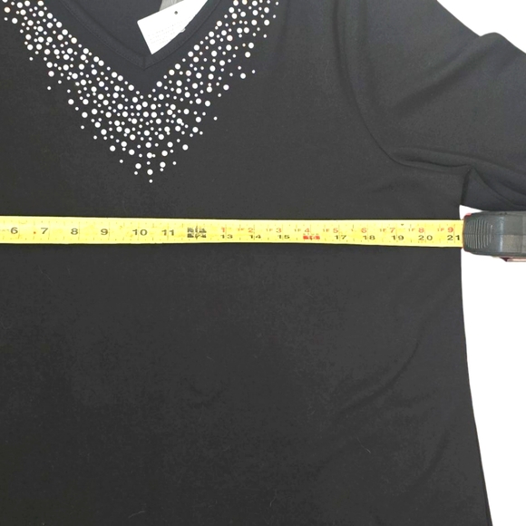 NWT Quacker Factory 3/4 Sleeve V-neck Black Tunic Size L - Picture 4 of 7